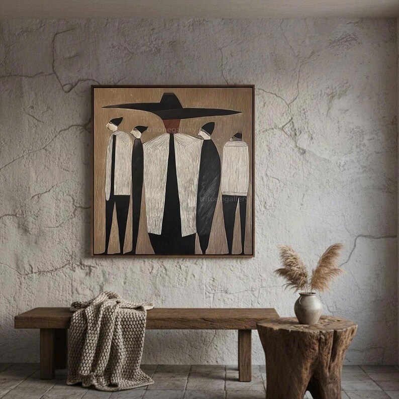 Japandi Western Cowboy Wall Art Original Western Cowboy and Horse Oil ...