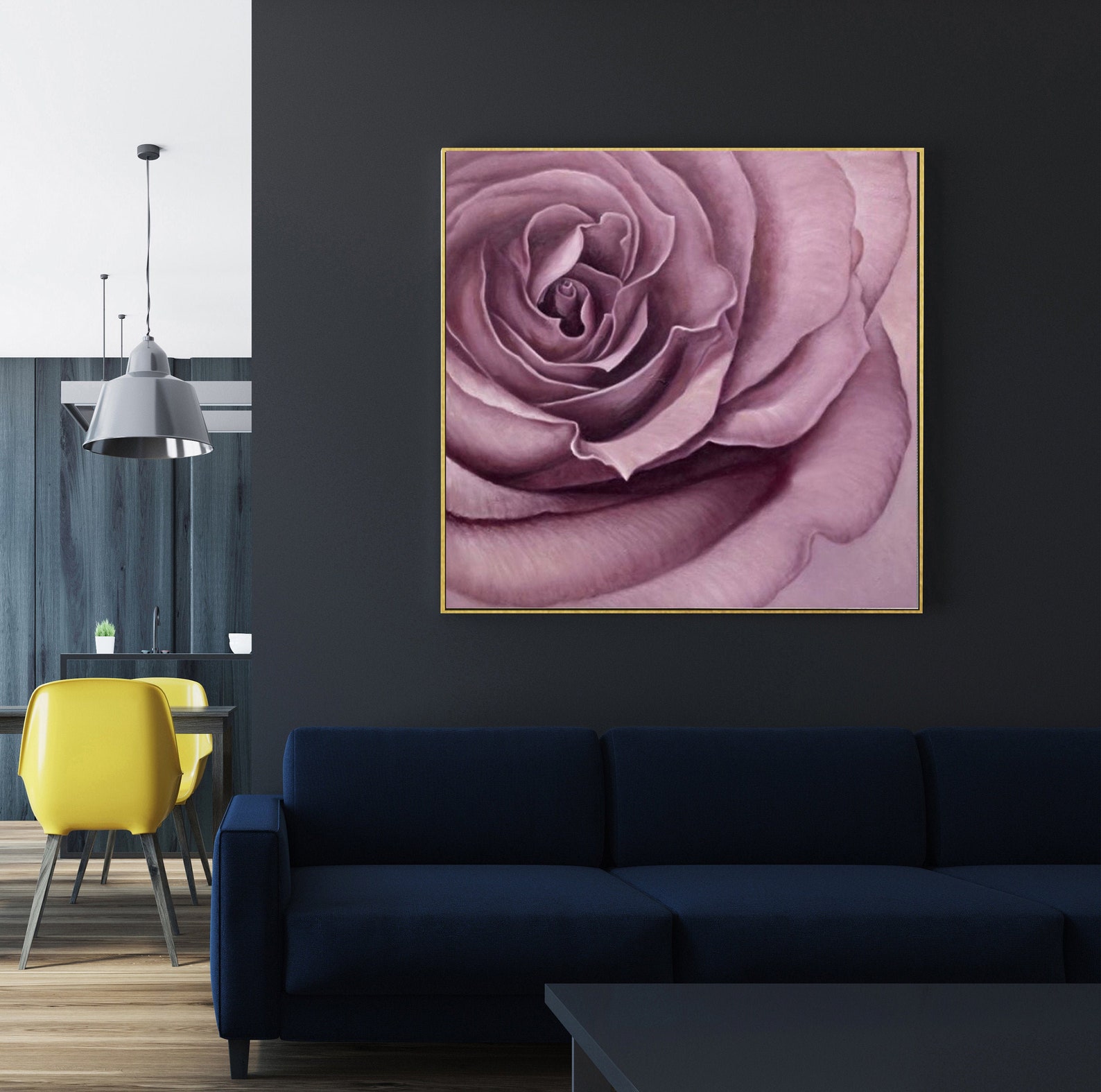 Plum Rose Flower Painting Purple Rose Wall Art Elegant | Etsy