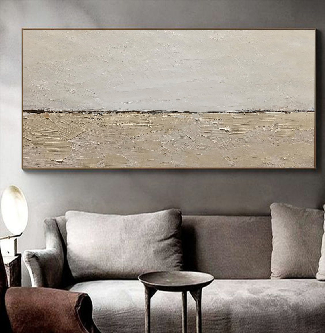 Original Beige Abstract Painting on Canvas Minimalist Abstract ...