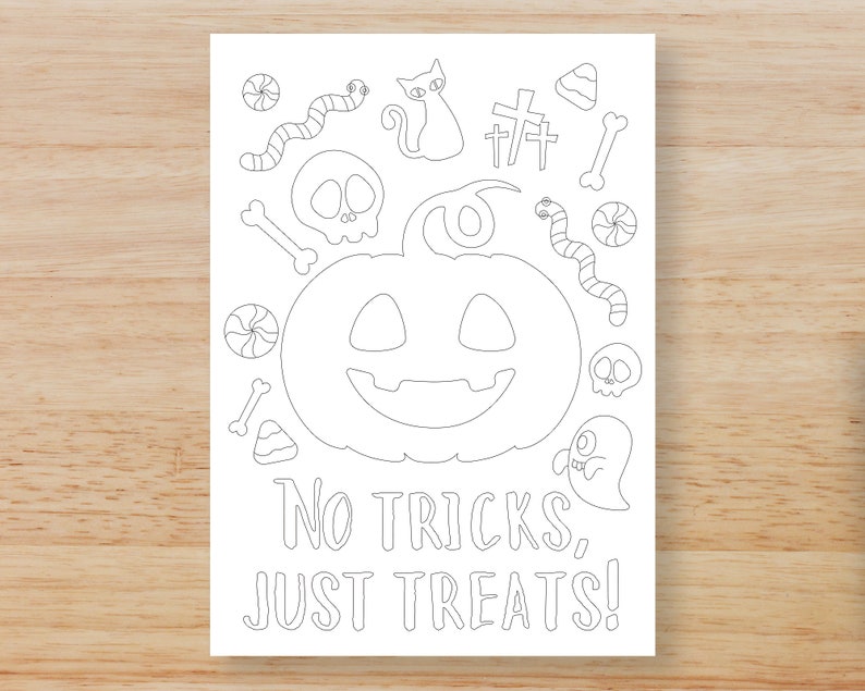 Printable Halloween Coloring Pages Halloween Coloring Cards - Etsy
