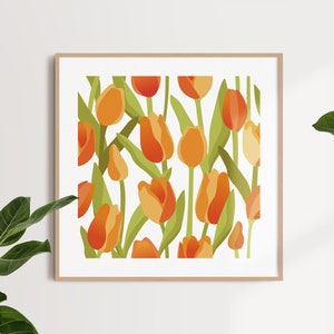 Floral Wall Art, Tulips Wall Art, Tulip Print, Tulip Poster, Flower Poster Print, Printable Wall art, Art Prints, 12x12, 16x16, 18x18, 20x20