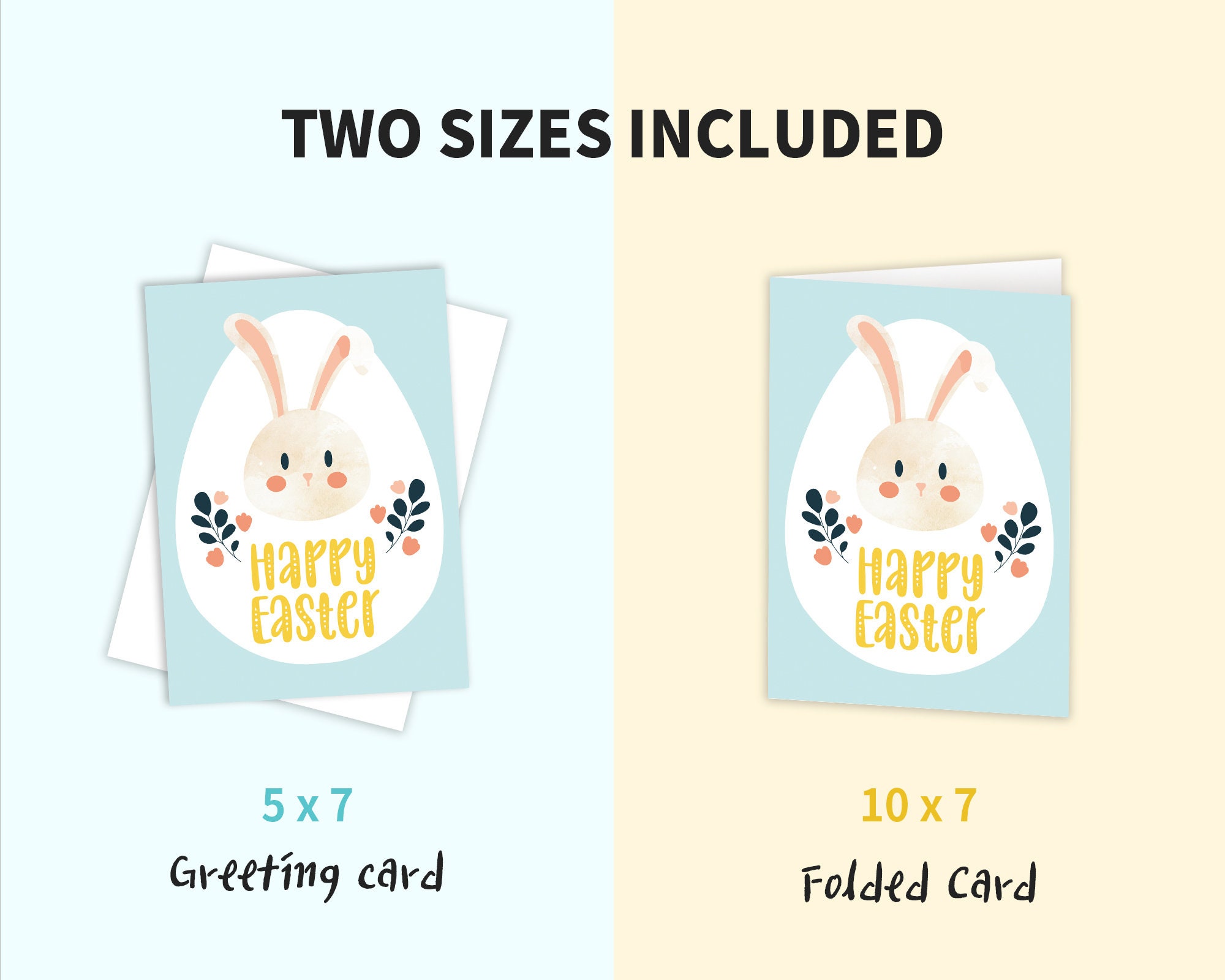 Printable Easter Bunny Cards Easter Rabbit Postcard Happy - Etsy New ...