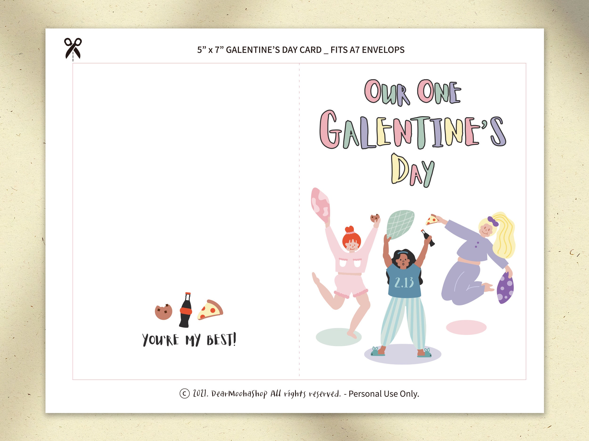 5x7 Galentines Day Card Set Printable Happy Galentines Day | Etsy