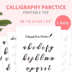 Druckbare Kalligraphie Praxis Arbeitsblatt, Handschrift Praxis Blätter, Hand Lettering Arbeitsblätter Planer und Bullet Journal, PDF, Digital