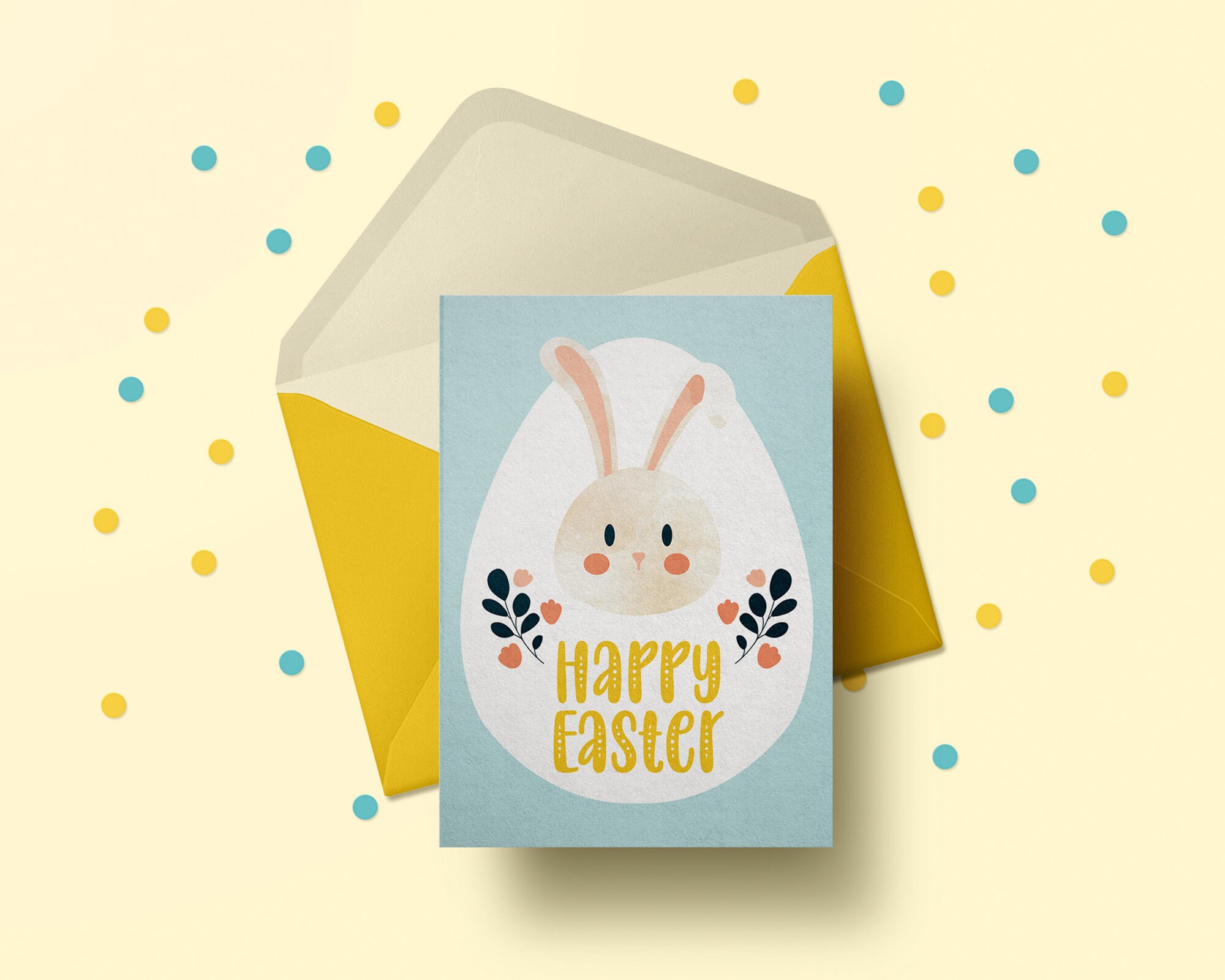 Printable Easter Bunny Cards Easter Rabbit Postcard Happy - Etsy New ...