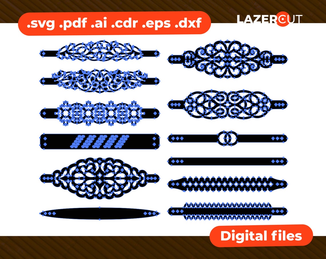 Bracelets leather SVG Cuff Bracelet template Blank bracelet Etsy