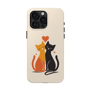 2 Cats Love Phone Case Protective Cover for iPhone 15 Pro Max, 14, 13, 12, 11, XR, 8+, 7, SE
