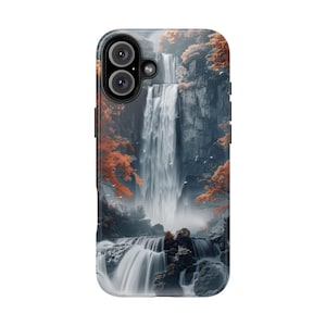 Peaceful Waterfall Design Phone Case Rugged Protective Cover for iPhone 16 Pro Max, 15, 14, 13, 12, 11, XR, 8+, 7, SE - Nature