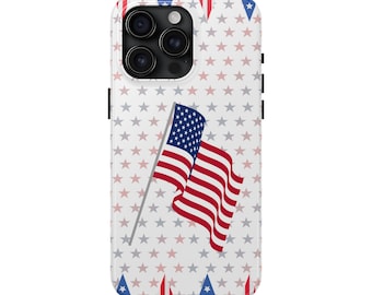 Funda de teléfono con bandera americana, cubierta de teléfono con patrón de estrella, para iPhone 15 Pro Max, 14, 13, 12, 11, XR, 8+, 7, SE, diseño de elecciones patrióticas
