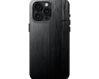 Black Phone Case for iPhone 15 Pro Max, 14, 13, 12, 11, XR, 8+, 7, SE - Brushed Metal Effect Texture