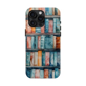 Custodia per telefono da scaffale in acquerello pastello Custodia protettiva robusta per iPhone 15 Pro Max, 14, 13, 12, 11, XR, 8+, 7, SE per gli amanti dei libri