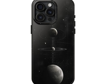 Black Space Phone Case, Astronomy Case, Solar System Planet Design Tough Phone Case for iPhone 15 Pro Max, 14, 13, 12, 11, XR, 8+, 7, SE