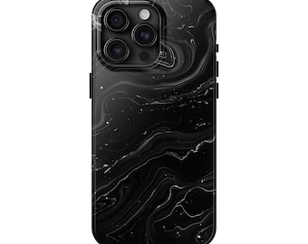 Black Marble Handyhülle für iPhone 15 Pro Max, 14, 13, 12, 11, XR, 8+, 7, SE - Ästhetisches Muster