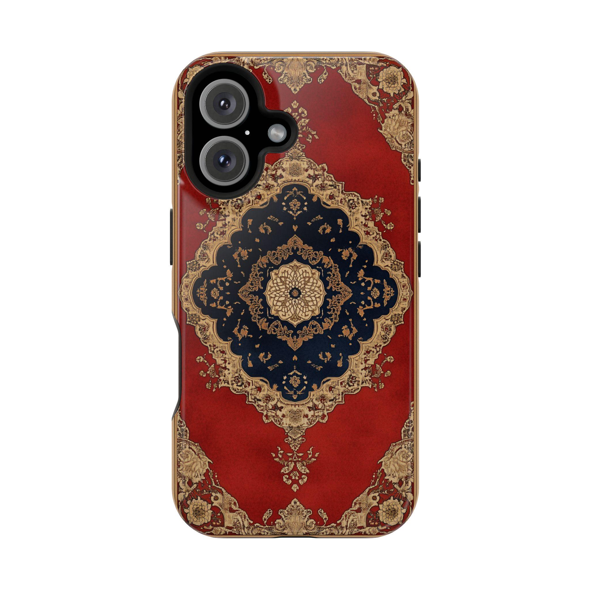 Persian Rug Art Magnetic Phone Case for iPhone 16 Pro Max, 15, 14, 13 | Elegant Traditional Carpet Aesthetic Tough Case