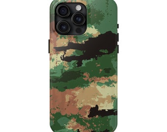 Camo Handyhülle für iPhone 15 Pro Max, 14, 13, 12, 11, XR, 8+, 7, SE, Green Army Camouflage Design Robuste Hülle