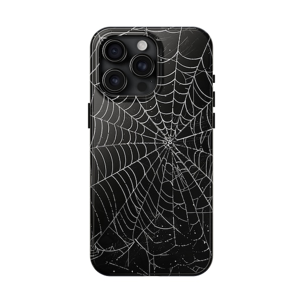 Goth Spider Web Phone Case for iPhone 15 Pro Max, 14, 13, 12, 11, XR, 8+, 7, SE, Black Dark Aesthetic