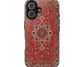 Persian Rug Boho Phone Case for iPhone 16 Pro Max, 15 Plus, 14, 13, 12, 11, XR, 8+, 7, SE, Colorful Carpet Design Aesthetic Tough Case