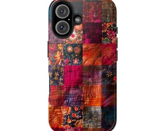 Quilted Patchwork Design Homely Textured Phone Case Cover for iPhone 16 Pro Max, 15, 14, 13, 12, 11, XR, 8+, 7, SE