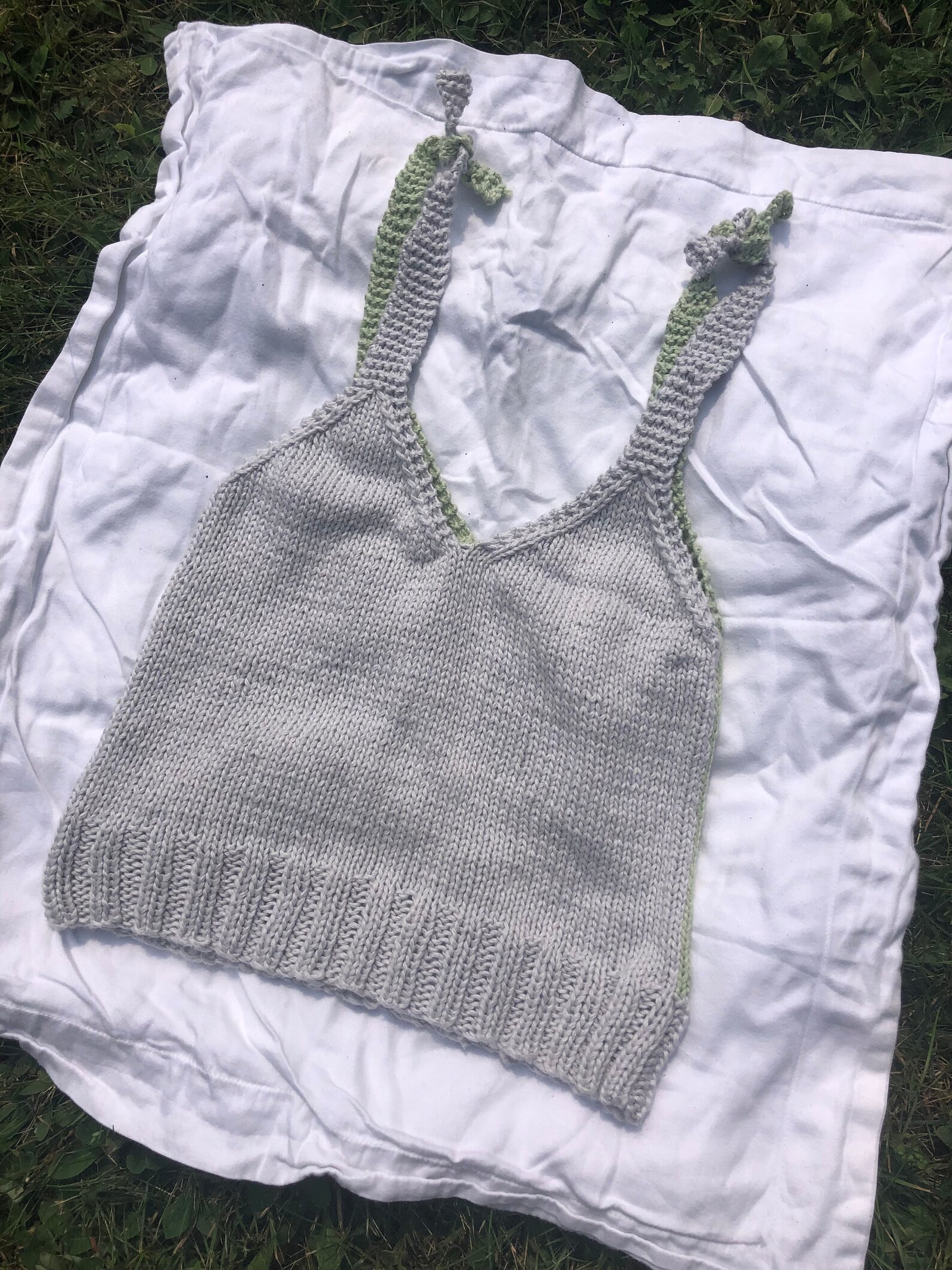 Knit half and half tank top Etsy