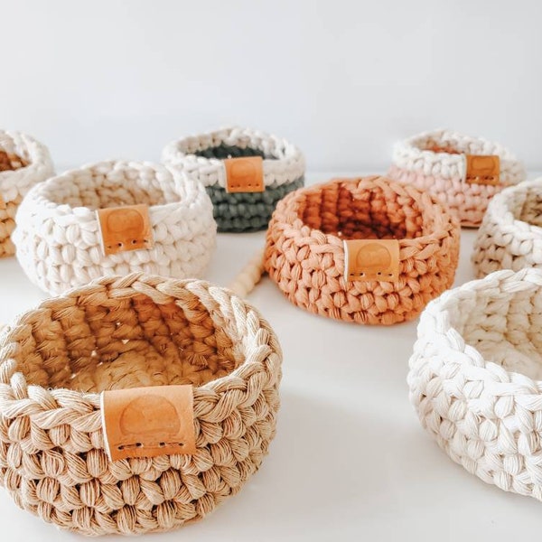 Mini crochet Basket/essential oils/storage basket/minimalist storage/multipurpose basket/ montessori storage