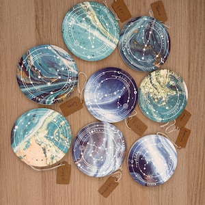 Zodiac Ceramic Coaster with Cork Base – Star Sign Astrology Drinks Mat – Celestial Gift for Horoscope Lovers UK