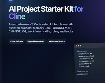 AI Project Starter Kit for Cline VS Code | Memory Bank, CHANGEMAP, Workflows, Skills, Hooks