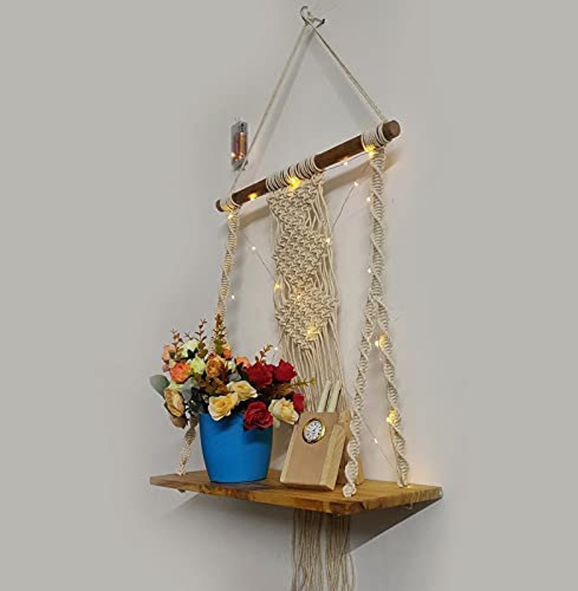 Excellent Handmade Macrame Wall Hanging Shelf with Rope Wood Etsy
