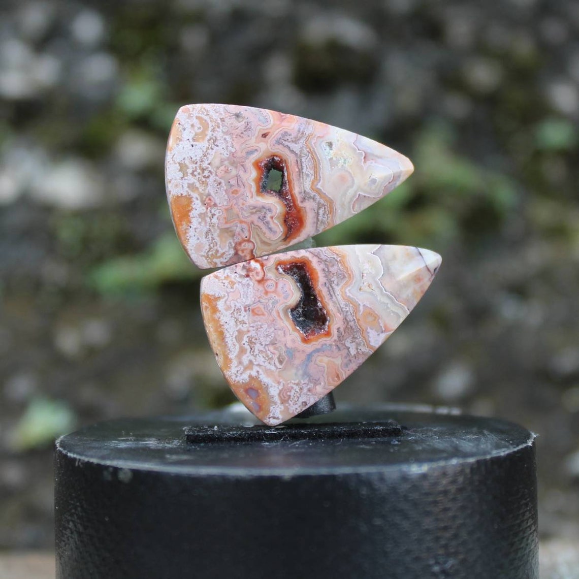 Plume Fossil coral druzy pair Etsy