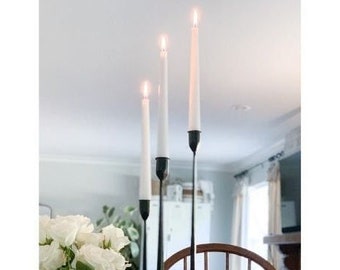 Rustic Iron Hand Forged Black Candle Stick Trio