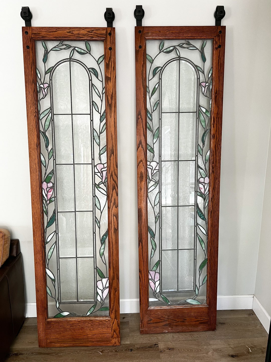 Vintage Stain Glass Sliding Barn Doors Etsy