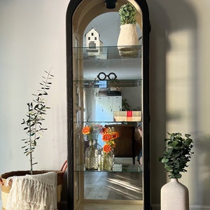 Arched Black China Curio Maple Wood Display Cabinet Etsy