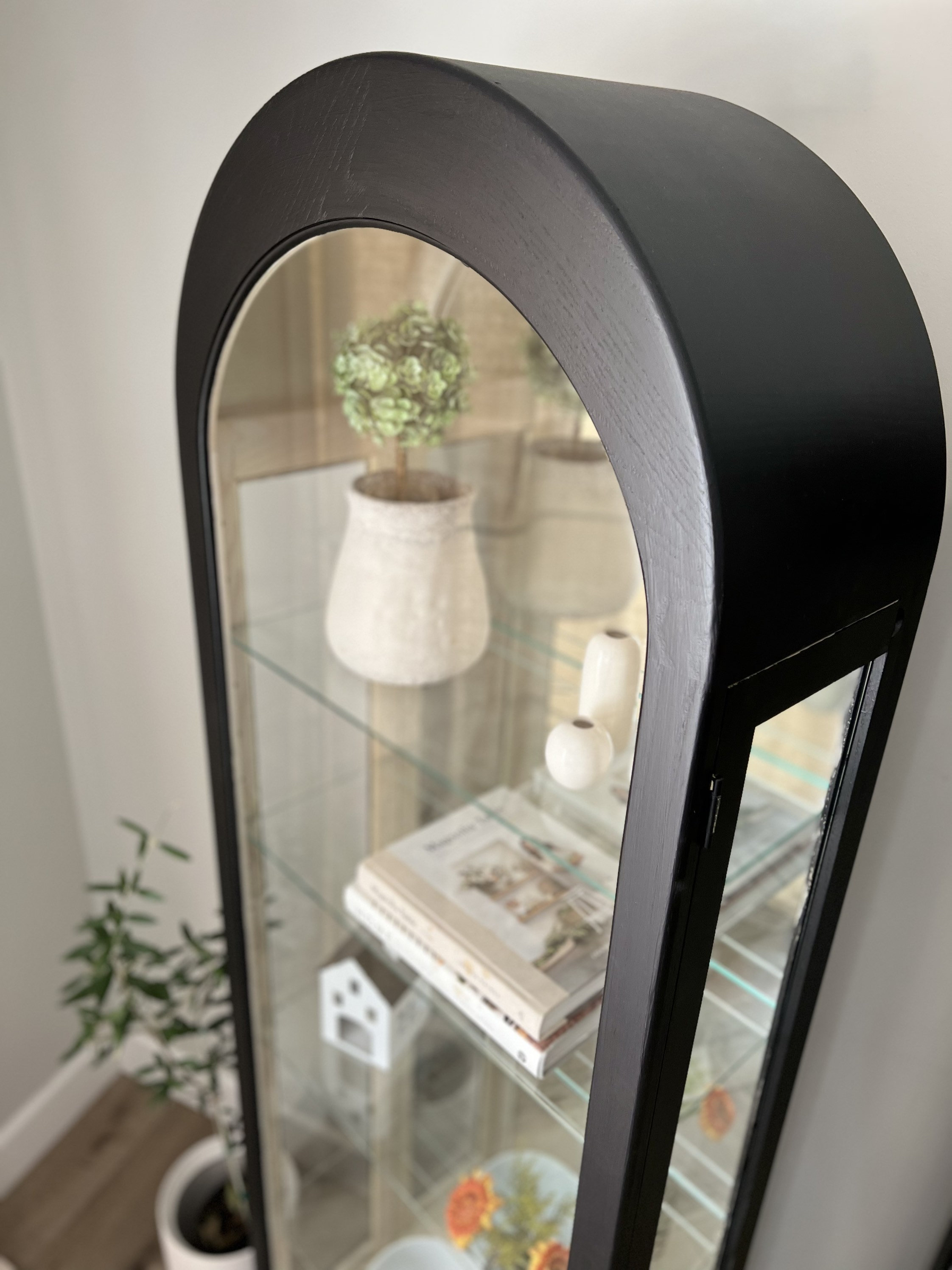 Arched Black China Curio Maple Wood Display Etsy