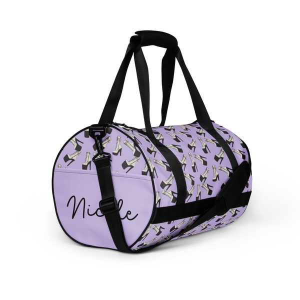 Personalisierte Pole Dance Sporttasche | Weekend Bag/ Reisetasche/ Studio Club Tasche für Pleasers, Heels, Kneepads | Wasserfest | 175 Farben