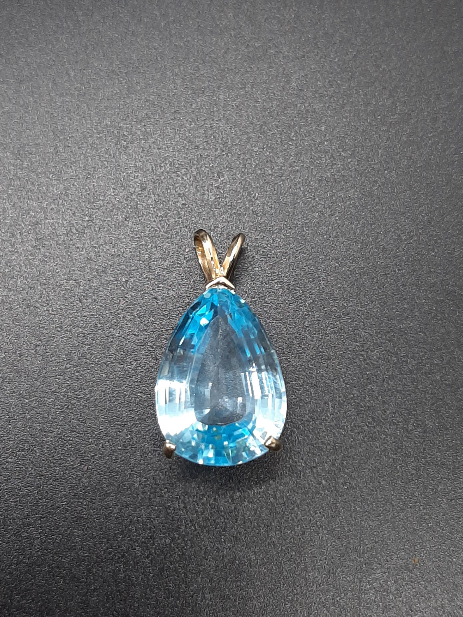 14KT Large Blue Topaz Pendant | Etsy