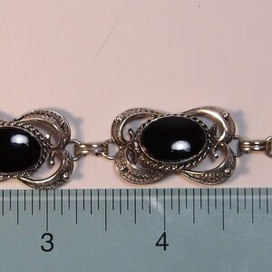 Vintage Sterling Silver and Black Onyx Bracelet image 5