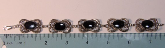 Vintage Sterling Silver and Black Onyx Bracelet - image 5