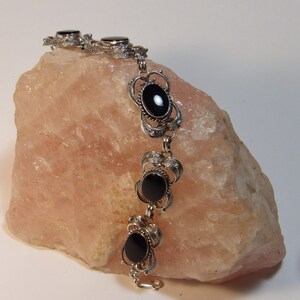 Vintage Sterling Silver and Black Onyx Bracelet image 6