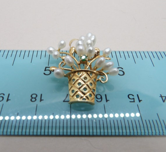 14KY Basket with Pearls and Emerald Pendant - image 3