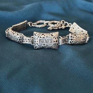 Bali-style Sterling Filigreed link Bracelet