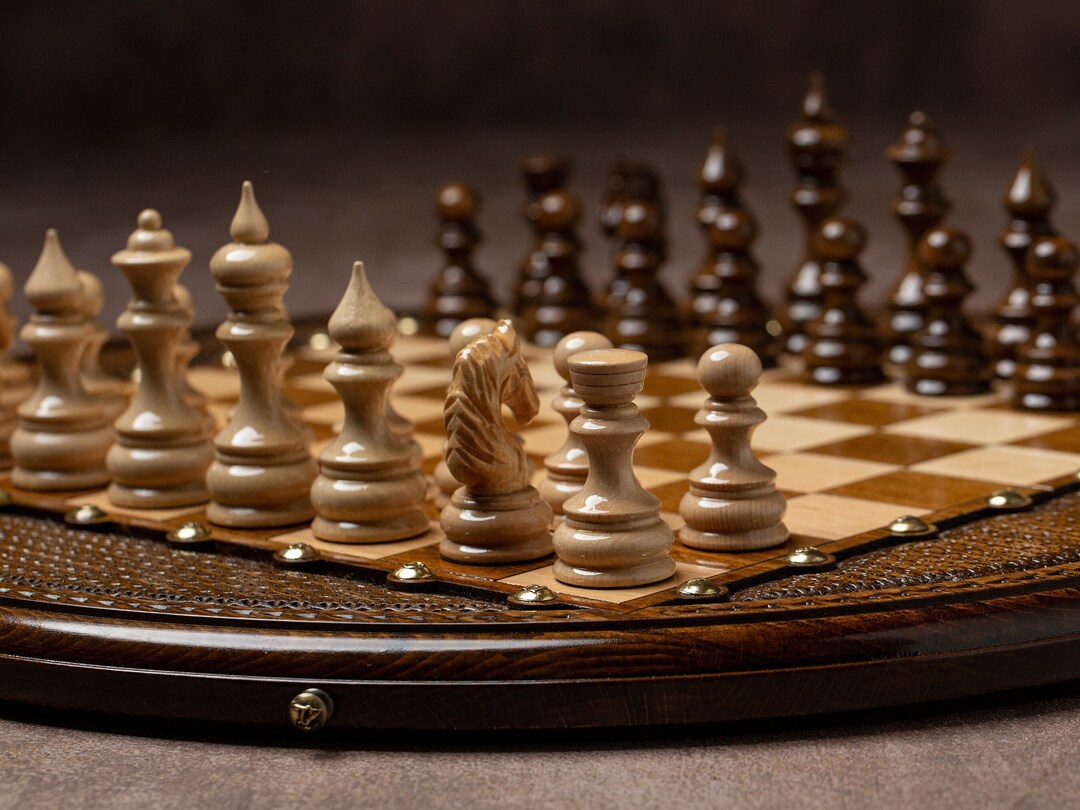 Round Chess Set With Bronze Details Luxury Gift Chess for - Etsy UK