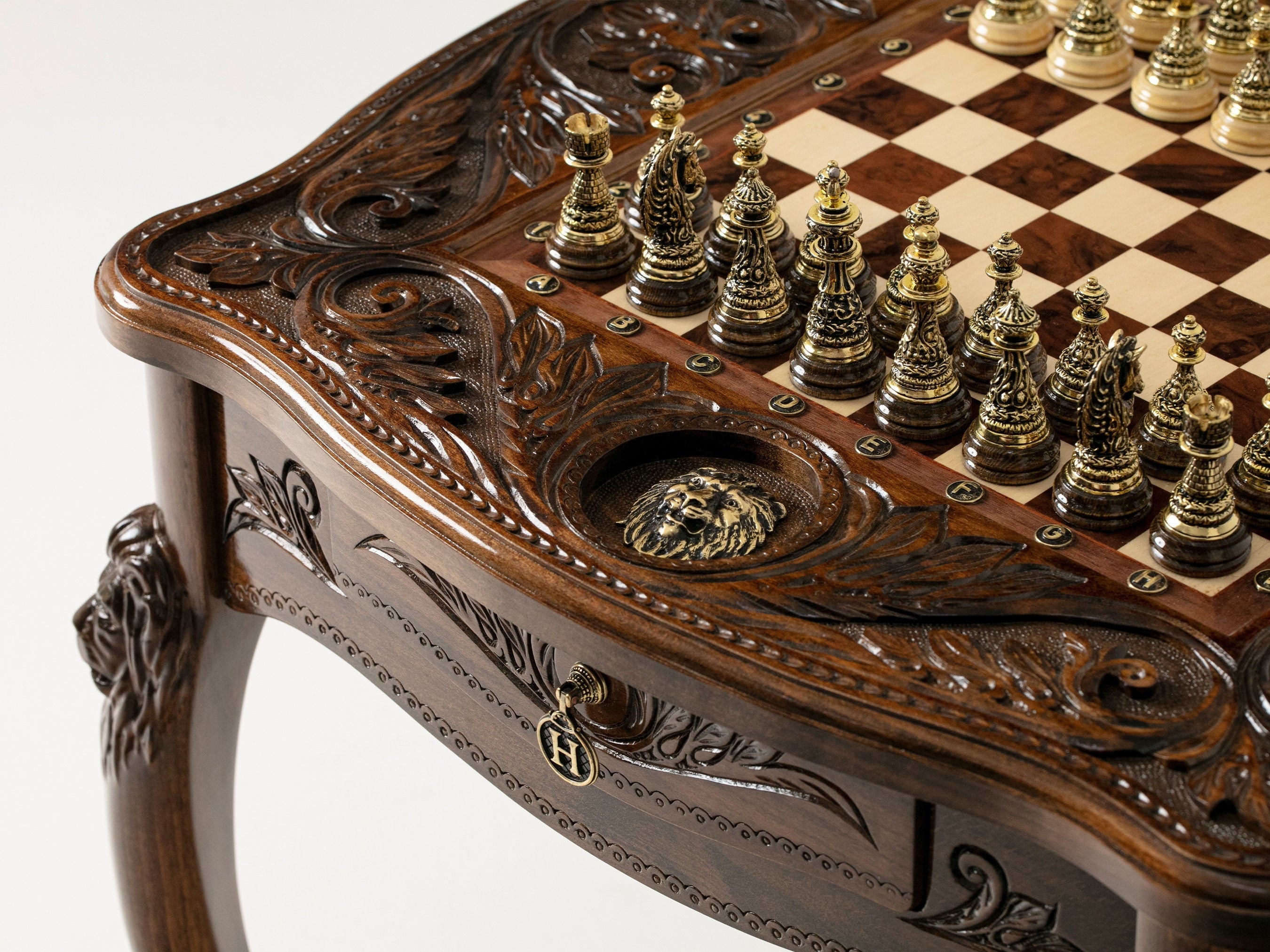Chess Table Lion Handmade Chess Set Chess With Wooden and - Etsy Australia