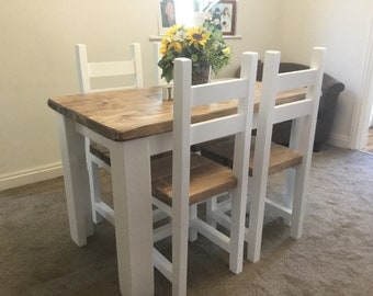 Rustic Farmhouse Dining Table and 4 Chairs all Hand Crafted