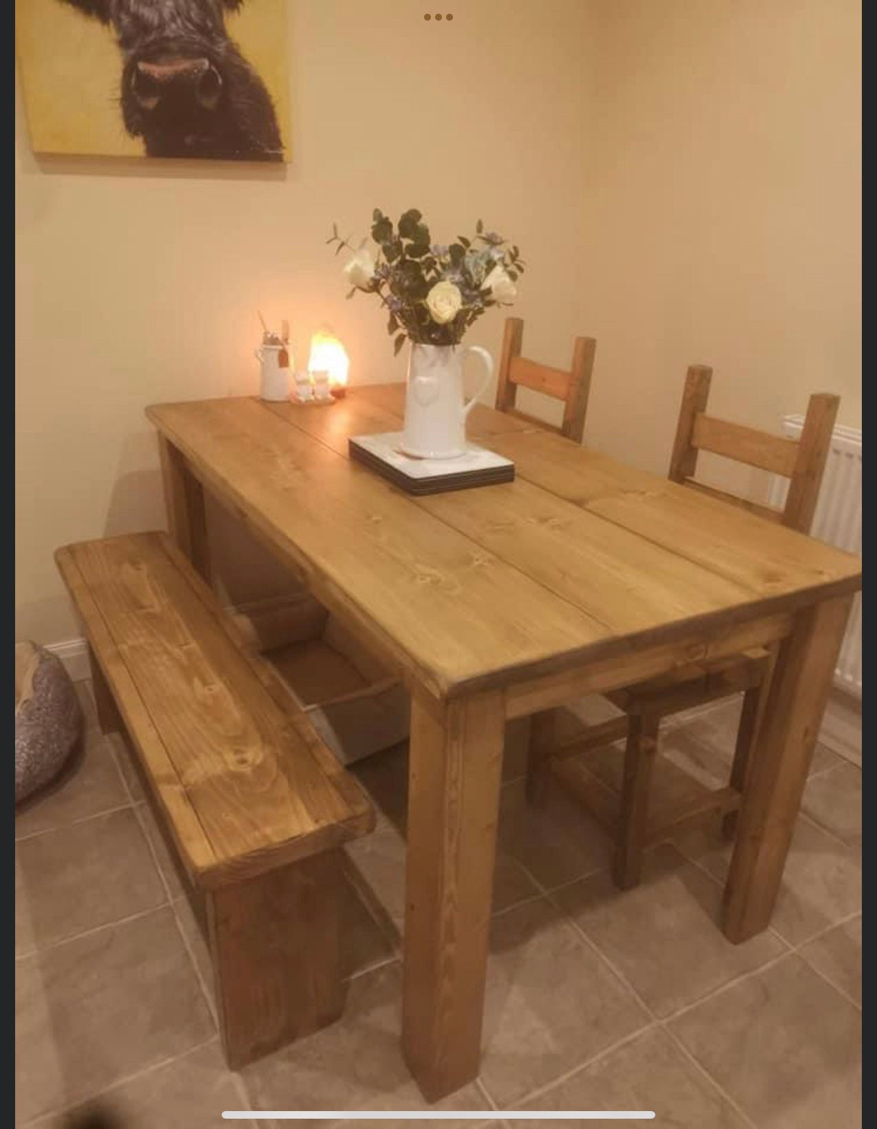 Rustic, Farmhouse Dining Table, 2 Chairs and a Bench - Etsy UK