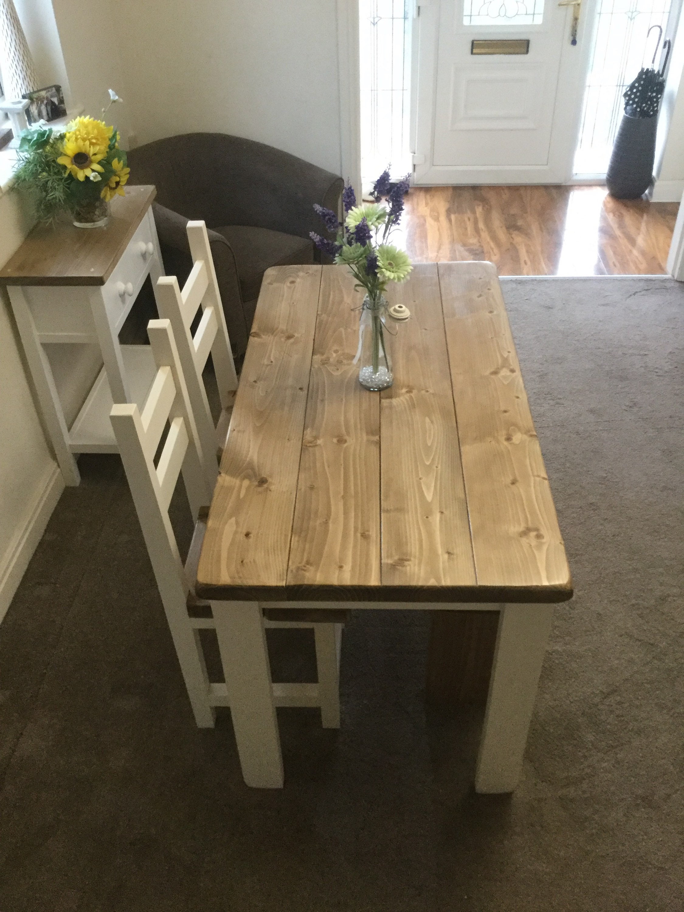 Rustic, Farmhouse Dining Table, 2 Chairs and a Bench - Etsy UK