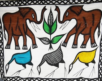 Grande toile de Korhogo / Toile africaine / Peinture sur toile