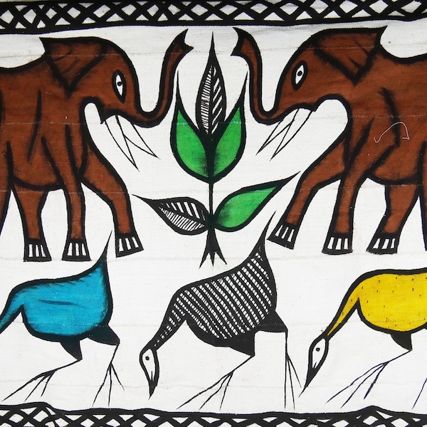 Grande toile de Korhogo / Toile africaine / Peinture sur toile