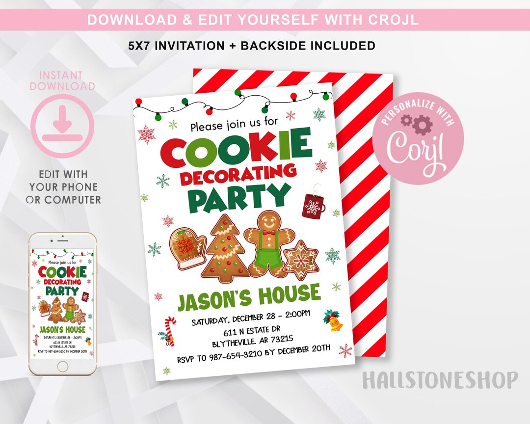 EDITABLE Cookie Decorating Party Invitation Cookie Party Etsy