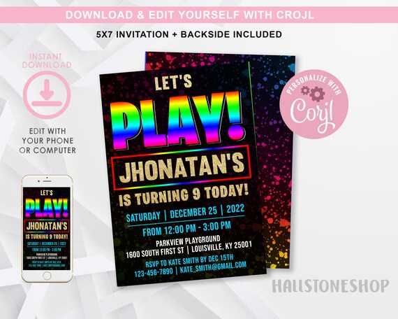 Playground Birthday Party Invitations For Boys, Playground.