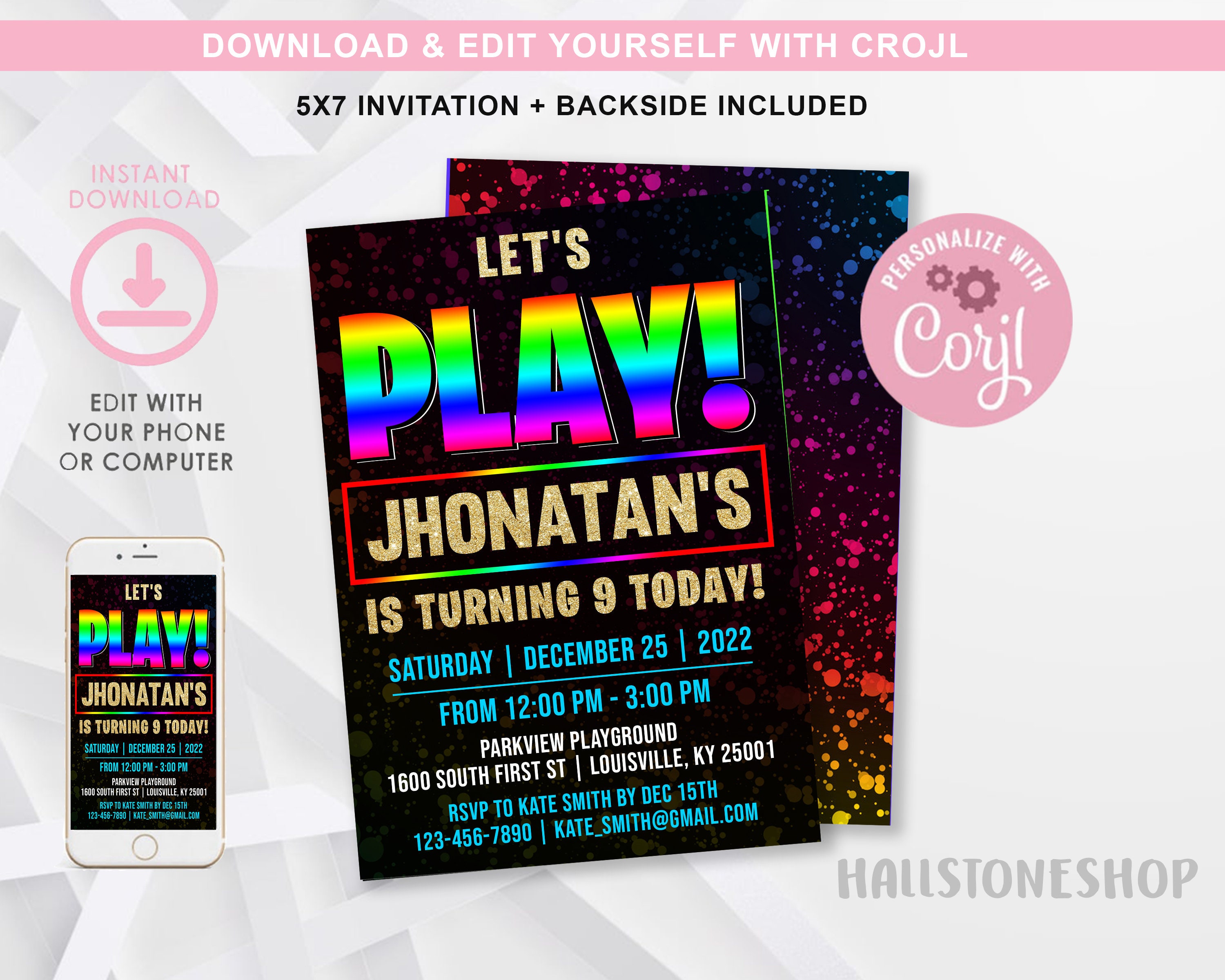 Playground Birthday Party Invitations For Boys, Playground.