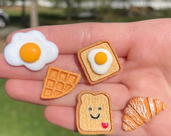 Breakfast Themed Pins | Novelty Pins | Unique Pins | Fun Pins | Egg Pins | Toast Pins | Croissant Pins | Waffle Pins